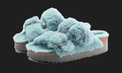 Arizona Big Buckle Shearling Teddy Faded Aqua<Birkenstock New
