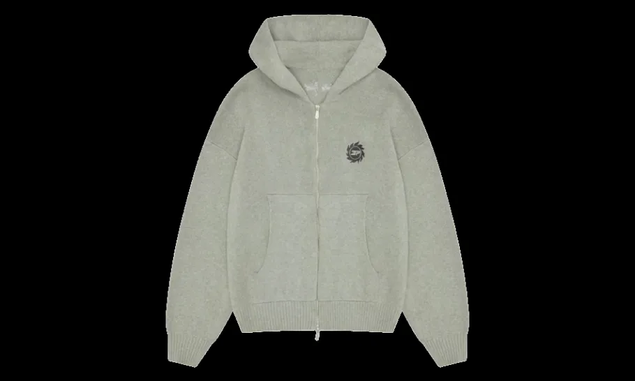 Sun Logo Knit Zip-Up Hoodie Heather Grey<Broken Planet Hot