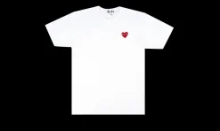 PLAY T-Shirt Emblème Rouge Tricoté White<Comme des Garçons Clearance