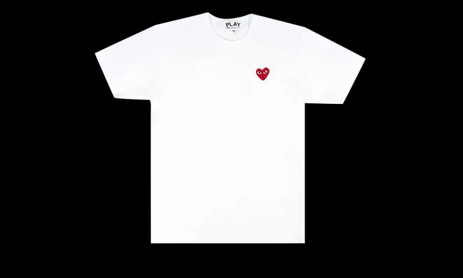 PLAY T-Shirt Emblème Rouge Tricoté White<Comme des Garçons Clearance