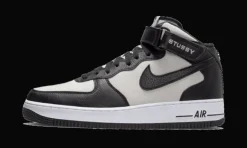 Air Force 1 Mid Stussy Grey Black<Nike Fashion
