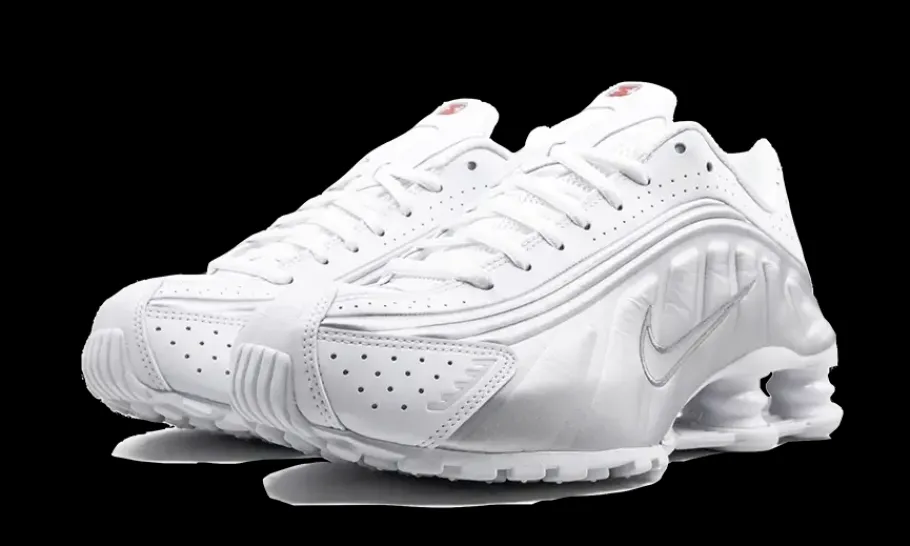 Shox R4 White Metallic Silver<Nike Fashion