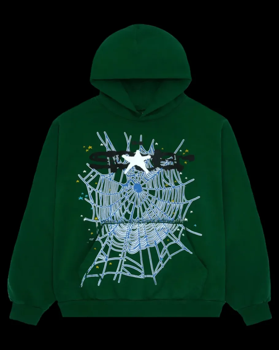 Web Hoodie Hunter Green<Sp5der Sale