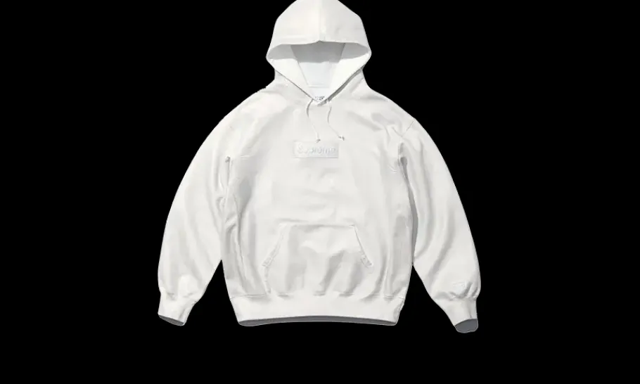MM6 Maison Margiela Foil Box Logo Hooded Sweatshirt White<Supreme Sale