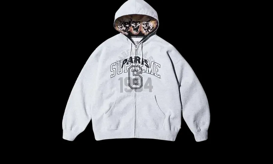 MM6 Maison Margiela Zip Up Hooded Sweatshirt Ash Grey<Supreme Online
