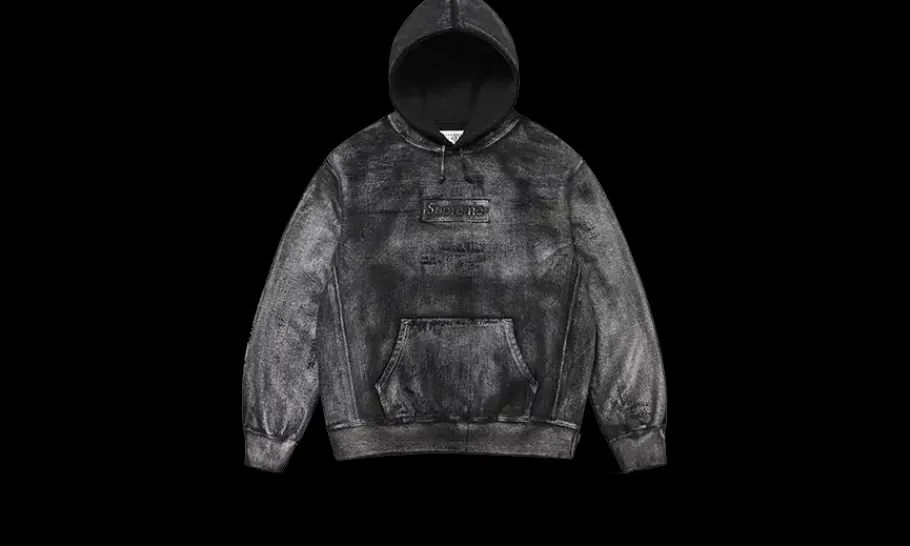 MM6 Maison Margiela Foil Box Logo Hooded Sweatshirt Black<Supreme New