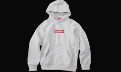 Swarovski Box Logo Hooded Sweatshirt Grey<Supreme New